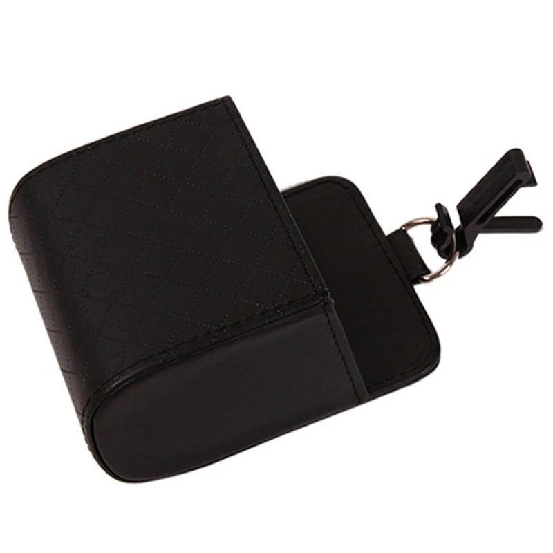 🚗 Car Air Vent Mini Storage Box – Compact Quilted Leather Car Organizer