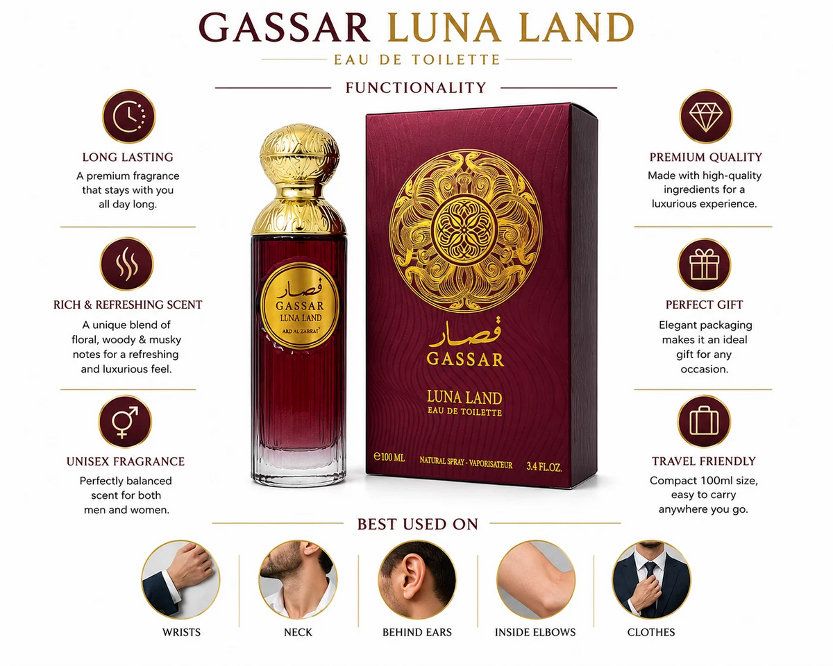 🌙 Gassar Luna Land Eau de Toilette – Ard Al Zahrat Unisex Perfume, 100ml