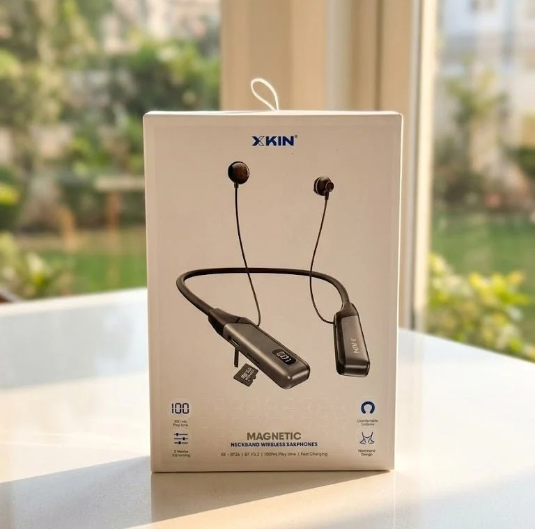 🎧 XKIN Wireless Neckband Earphones – Bluetooth 5.3, 100H Playtime & LED Display