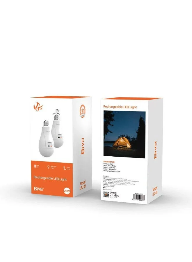 💡 Biva 20W Rechargeable LED Light – Portable Hanging Lamp