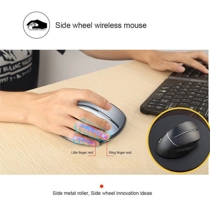 🎯 T32 Wireless Vertical Ergonomic Mouse – 6 Buttons, Side Roller & Adjustable DPI