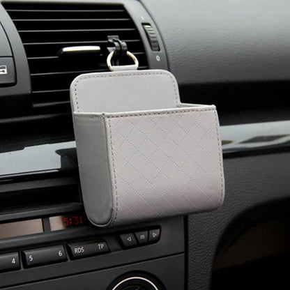 🚗 Car Air Vent Mini Storage Box – Compact Quilted Leather Car Organizer