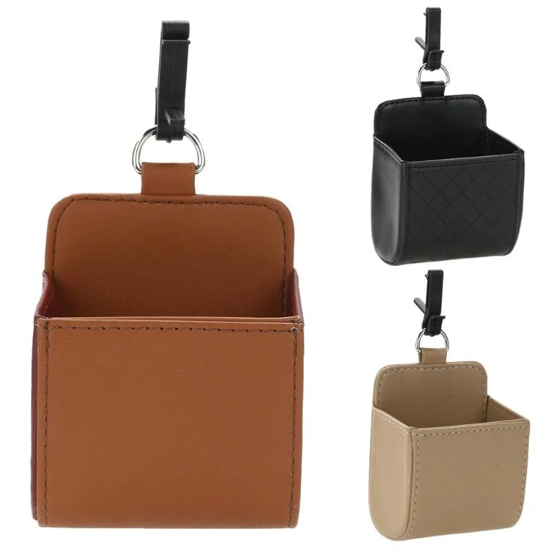 🚗 Car Air Vent Mini Storage Box – Compact Quilted Leather Car Organizer