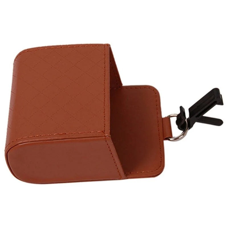 🚗 Car Air Vent Mini Storage Box – Compact Quilted Leather Car Organizer