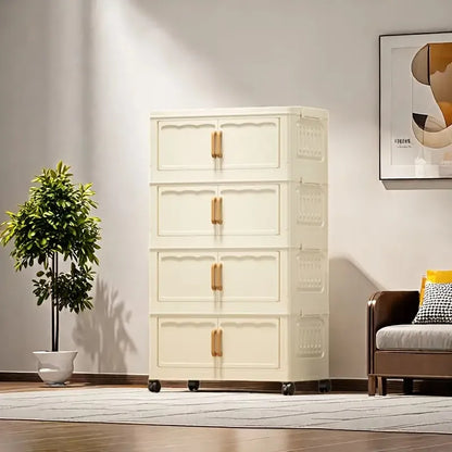 🟢 4 Tire Foldable and Stackable Storage Cabinet with Doors 🏠📦
