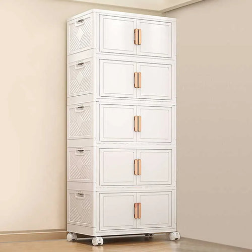 🗄️ 5 Tier Storage Cabinet – Foldable & Stackable 🏠✨