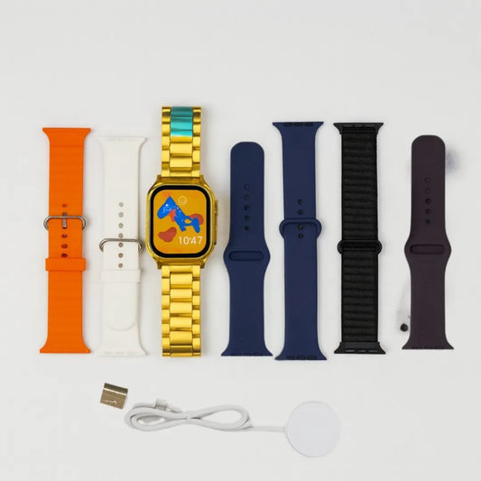⌚✨ 7-in-1 Gold Ultra Smartwatch Combo + 7 Straps ✨💛