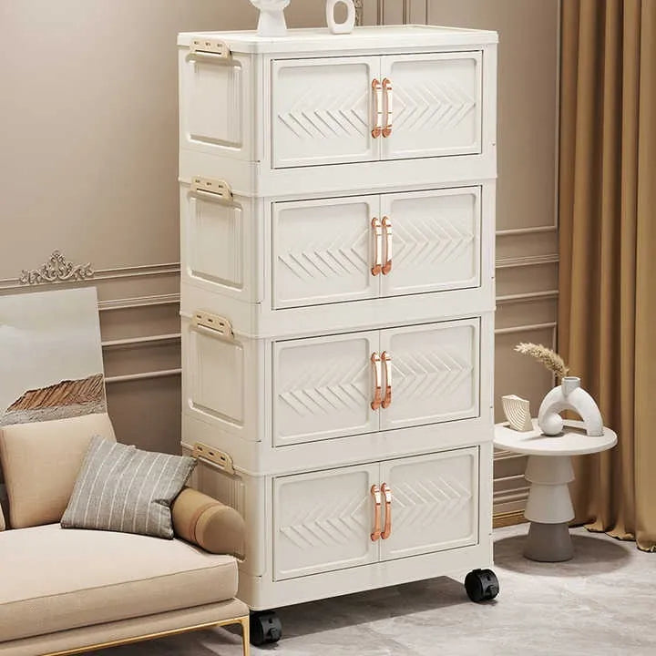 🟢 4 Tire Foldable and Stackable Storage Cabinet with Doors 🏠📦