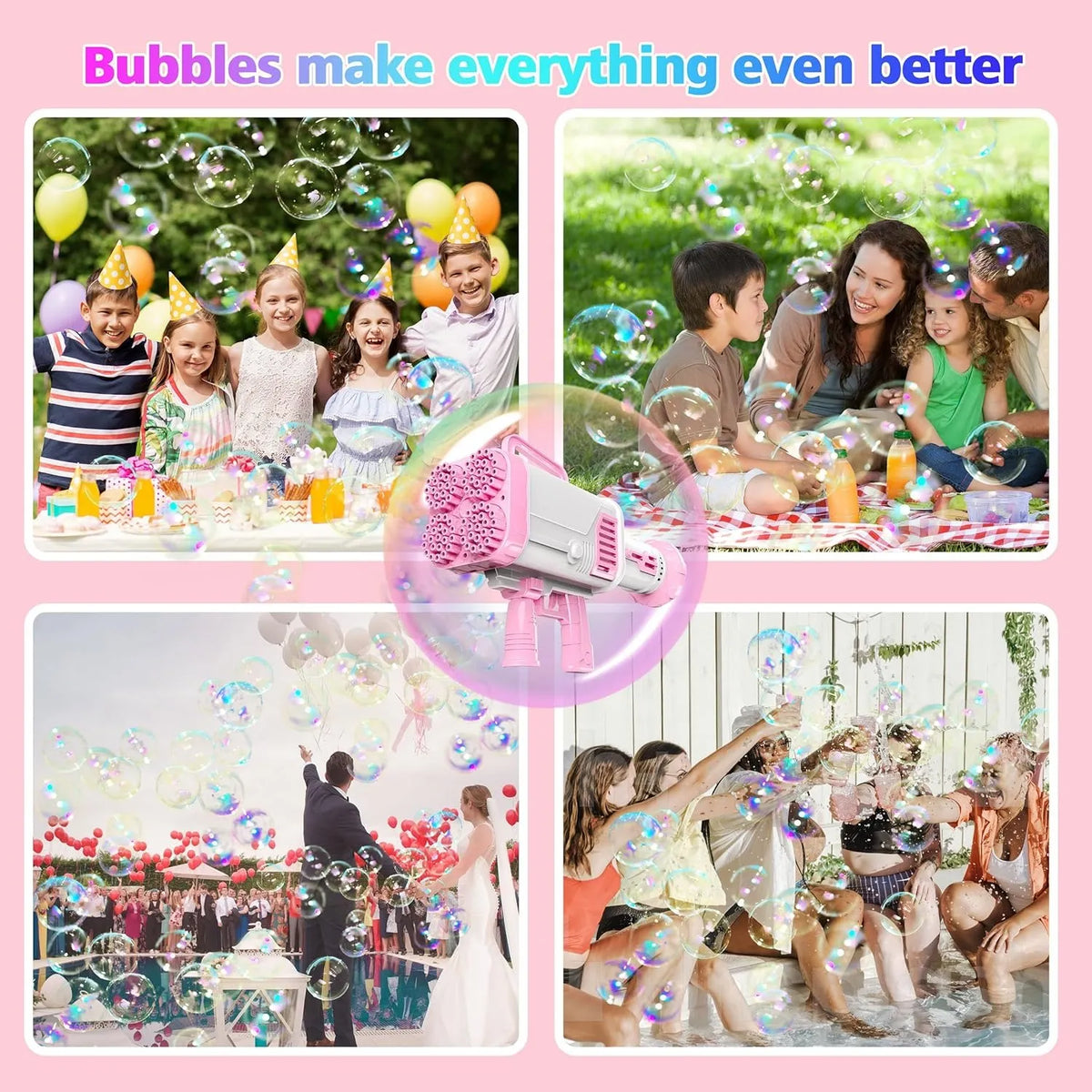 🌈🫧 BUBBLE FUN Bazooka Gun – 6000+ Colorful Bubbles Per Minute 🫧🌈