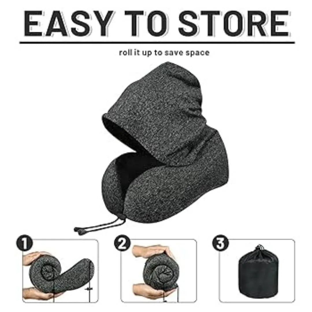 🎧 Bluetooth Travel Neck Pillow with Cap | Memory Foam Airplane Pillow 💤