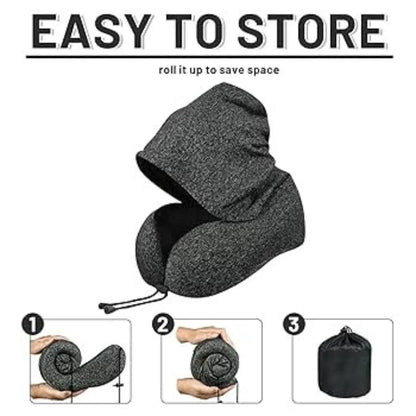 🎧 Bluetooth Travel Neck Pillow with Cap | Memory Foam Airplane Pillow 💤