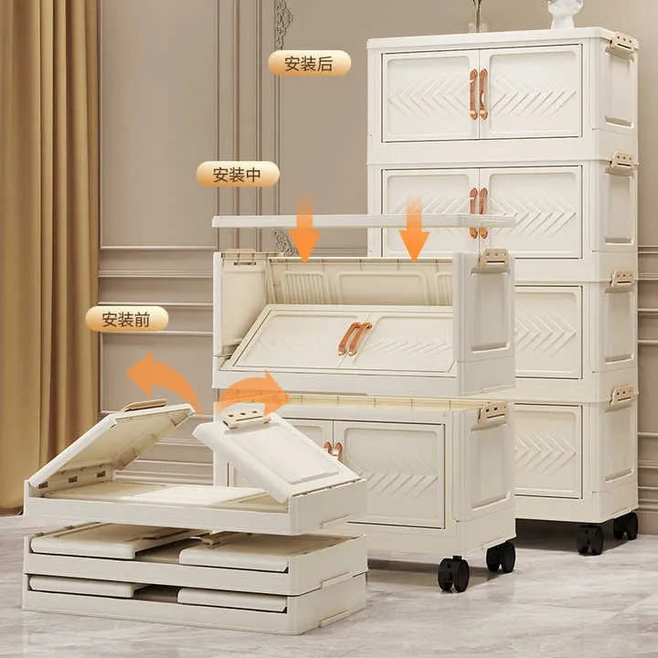 🟢 4 Tire Foldable and Stackable Storage Cabinet with Doors 🏠📦