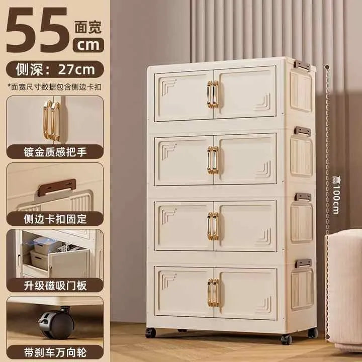 🟢 4 Tire Foldable and Stackable Storage Cabinet with Doors 🏠📦