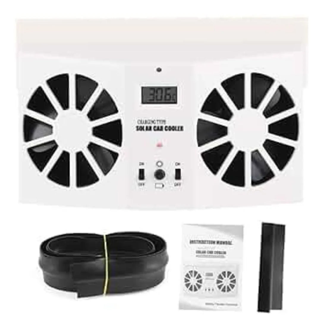 ☀️ Car Solar Fan 💨 | Dual Motor Auto Cooling Vent 🚗🌬️